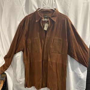 Neiman Marcus Chocolate Brown Leather Shirt/Jacket NWT